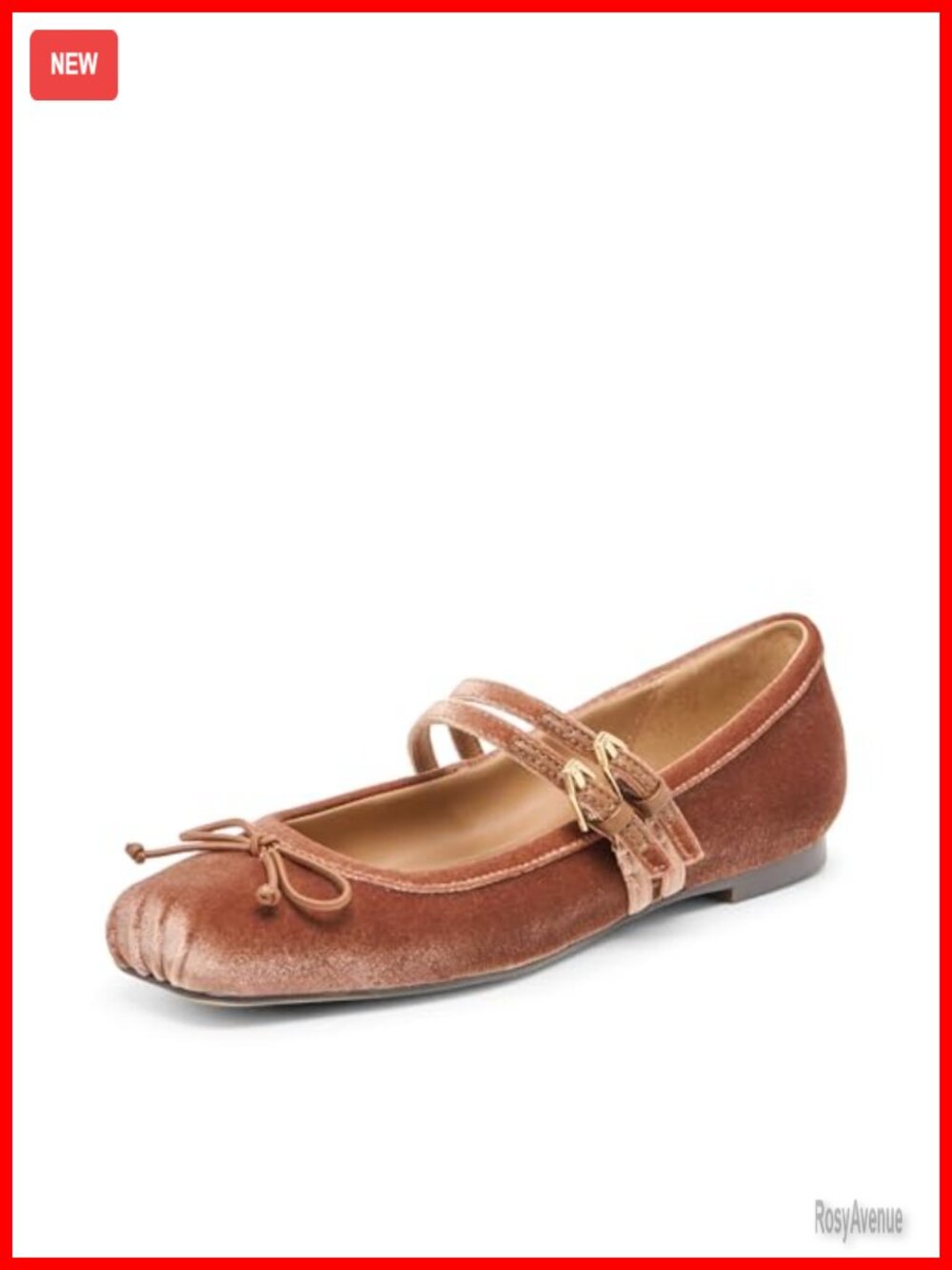 Gibsen Ballet Flat Velvet Closed Toe Buckle Casual